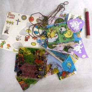 1980 Disney 16 EASTER Egg Wraps & 31Misc Egg Art Plough Decals & Wire Dippers